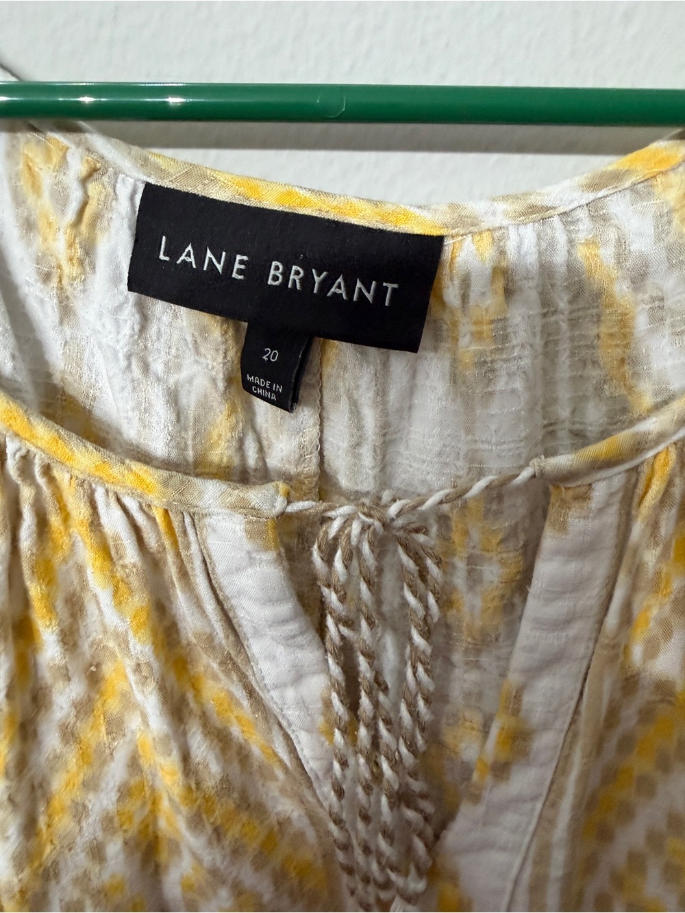 Women’s Lane Bryant Size 20 Yellow Boho Peasant Blouse Tassel Plus - Picture 4 of 4